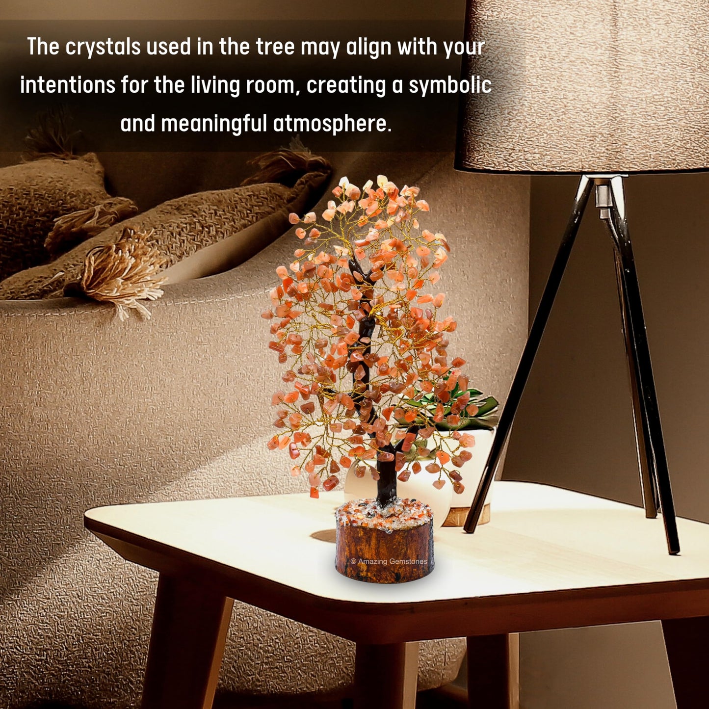 Amazing Gemstone Crystals and Healing Stones Birthday Gifts for Women - Peach Moonstone Crystal Tree of Life Home Decor Stocking Stuffers, Bookshelf, Room, Meditation Gift Dad, Unique Birthday Gifts