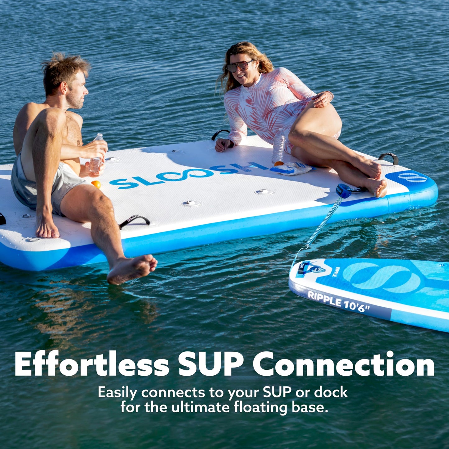 SLOOSH Inflatable Floating Dock, 8X5FT Inflatable Dock Floating Platform, Portable Air Dock Platform Fit for Pool, Lake, Beach with Non-Slip Surface