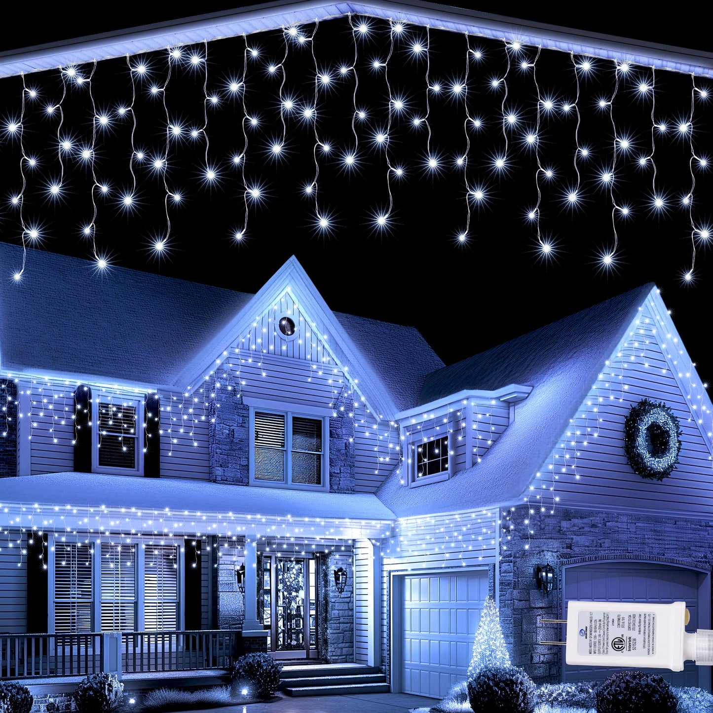 Lomotech Christmas Icicle Lights - 19Ft 8 Modes Waterproof Christmas Lights Connectable with Timer for Holiday, Wedding Party, Eaves, Christmas Decorations (White)