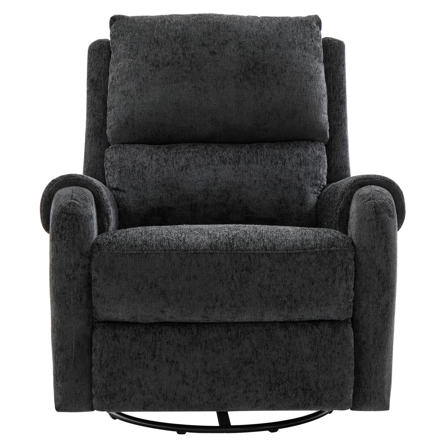 Christopher Knight Home Harper Massage Recliner Chair with 8 Modes, Chenille Upholstered Recliner Sofa, Swivel Massage Chair with a Side Storage Pocket for Living Room/Bedroom, Head Support, Black