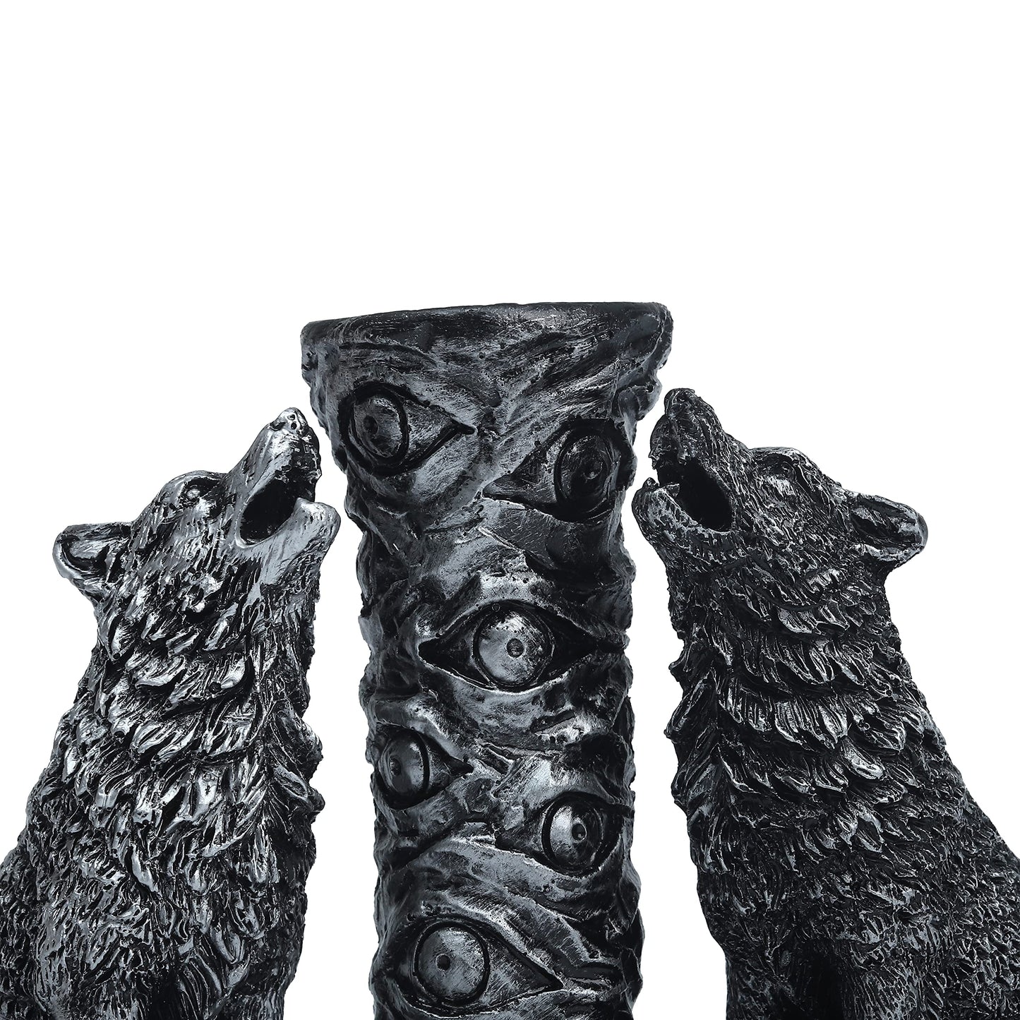 Wisifayardin Two Silver Wolves Figurine Howling Wolf Statue Display Ball Stand Sphere Base Holder for Crystal Ball Glass Ball Pedestal Crystal Sphere Holder