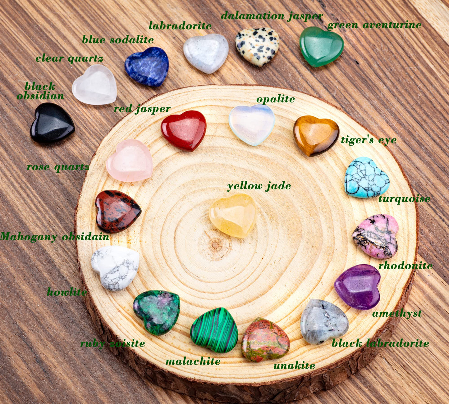 20PCS Natural Heart Crystals Love Shaped Pocket Polished Stones Heart Healing Crystal Stones for Gifts Chakra Reiki Yoga Meditation Relief Anxiety Stress(Assorted)