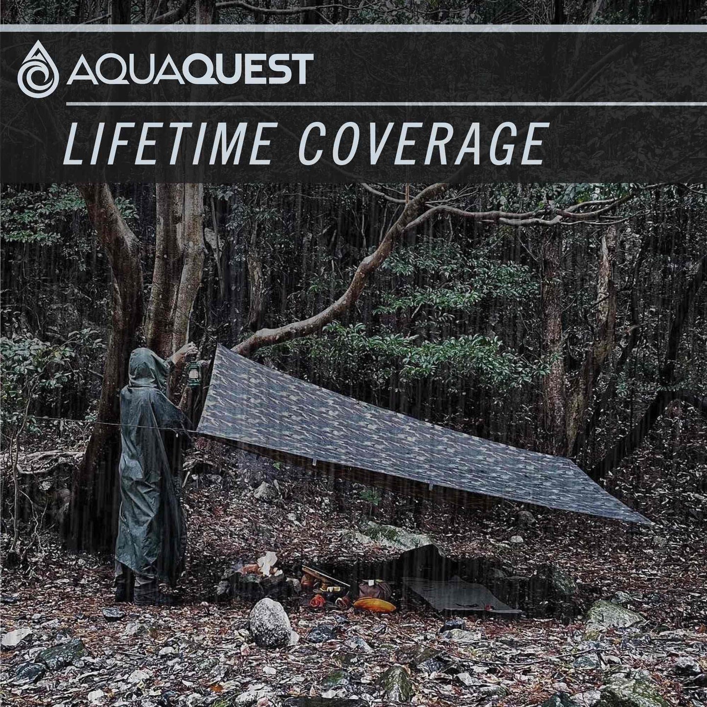 AquaQuest Defender Tarp – Heavy‑Duty Waterproof (20,000 mm) Seam‑Taped Rain Fly for Camping, Bushcraft & Survival – 10×10 Olive Drab