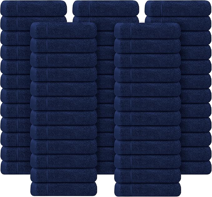 Tens Towels Pack of 60 Washcloths, 12 x 12 Inches, Lighter Weight, Quick to Dry