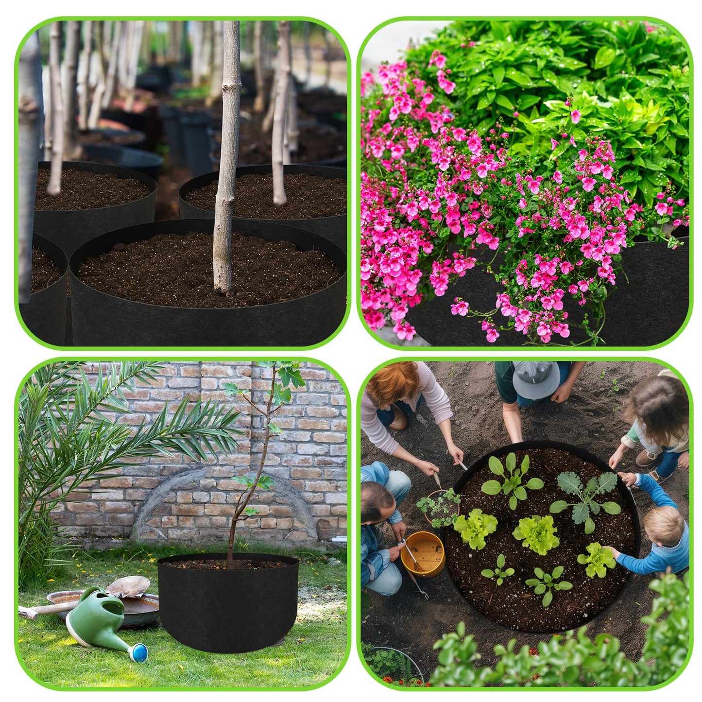 Hushee 3 Pack Plant Grow Bags 50/95/100 Gallon Large Round Grow Bags Raised Garden Beds Planters Pots Heavy Duty Fabric Cloth Black for Garden Flowers Vegetable Herbs Plants Outdoor Containers Favors