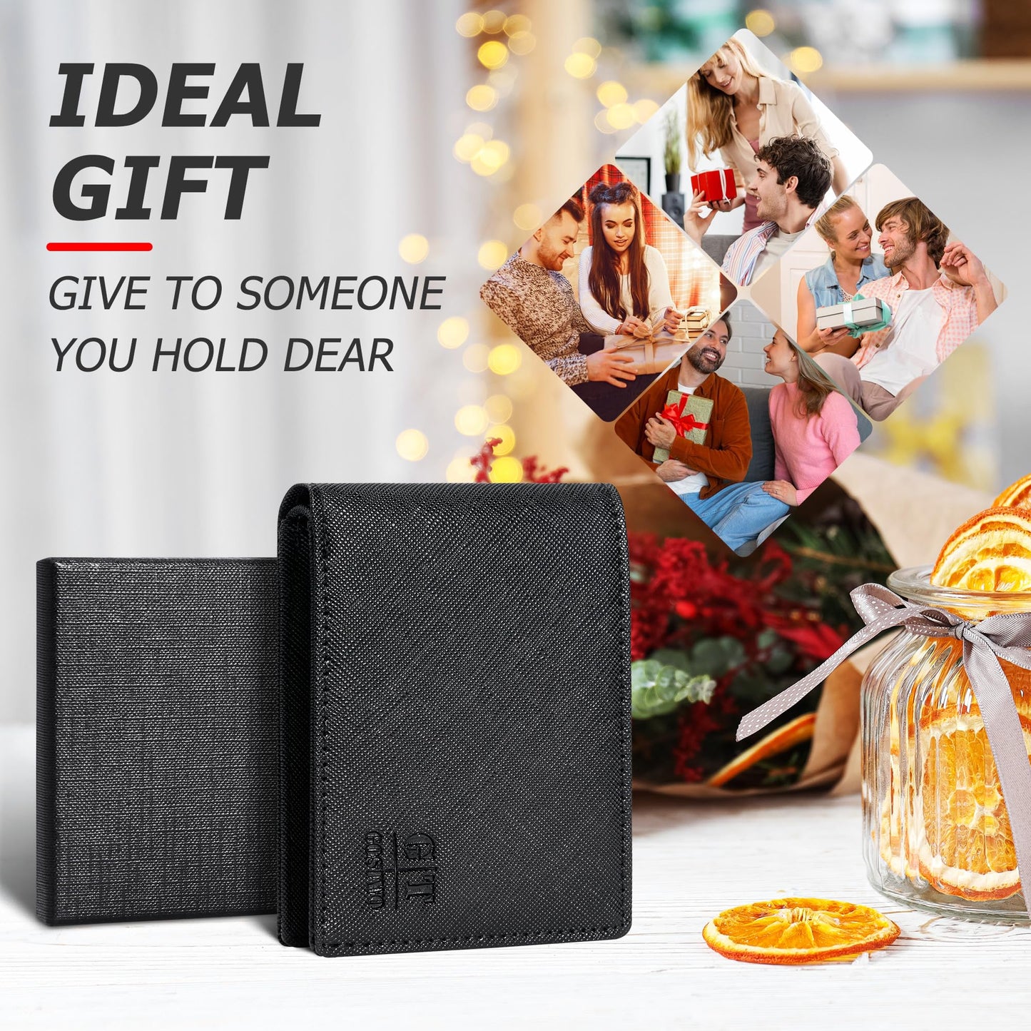 Gostwo Slim Wallet for Men Minimalist Leather ID Window Front Pocket Bifold Wallet