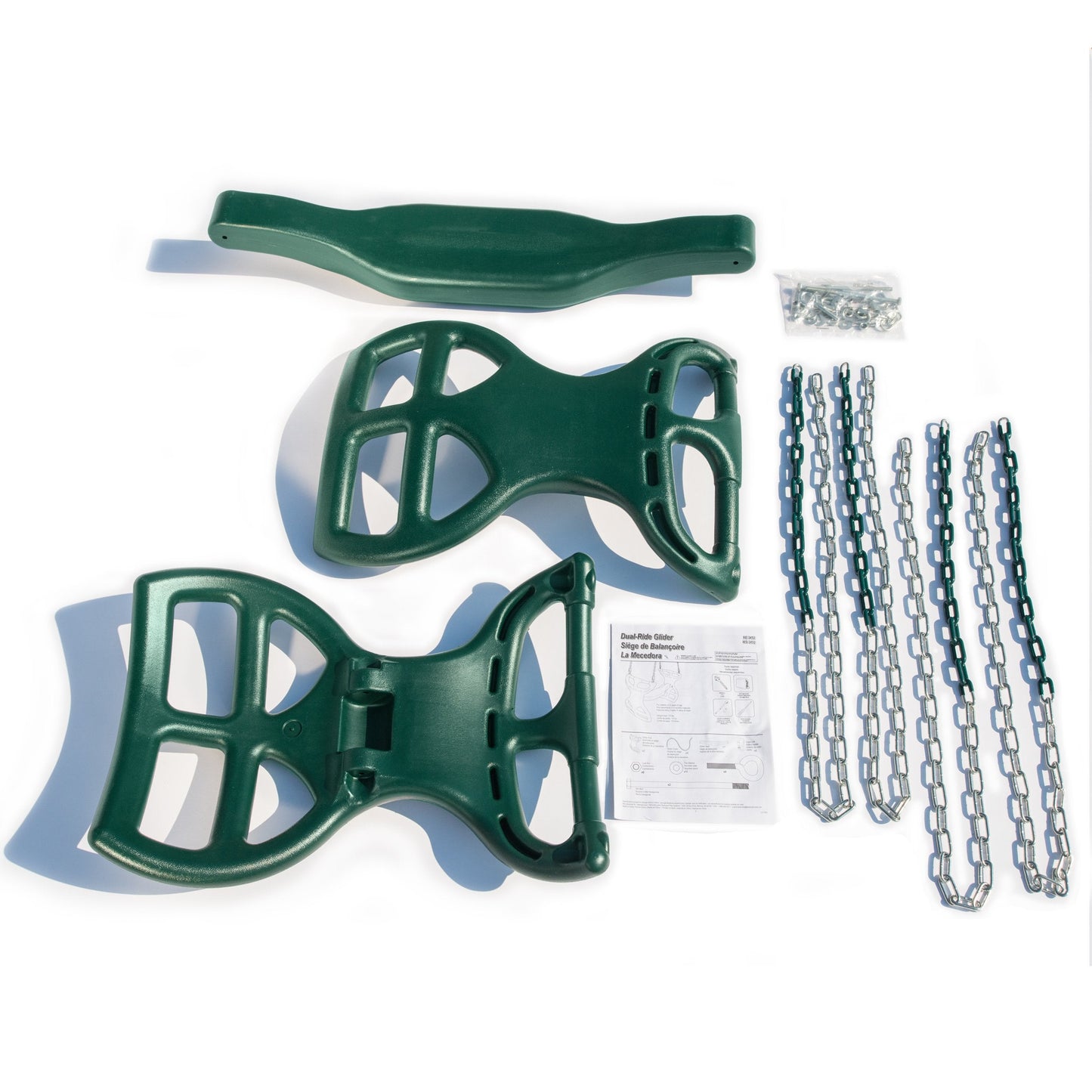 Swing-N-Slide WS 3452 Heavy Duty Two Person Dual Glider Swing, with Coated Chains to Prevent Pinching, 18" W x 25 in H x 40" L, Green