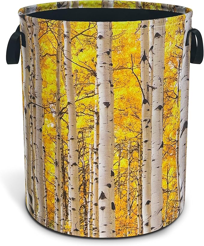 Aspen Tree Leaves Laundry Basket Trees Oxford Cloth Laundry Hamper Funny
