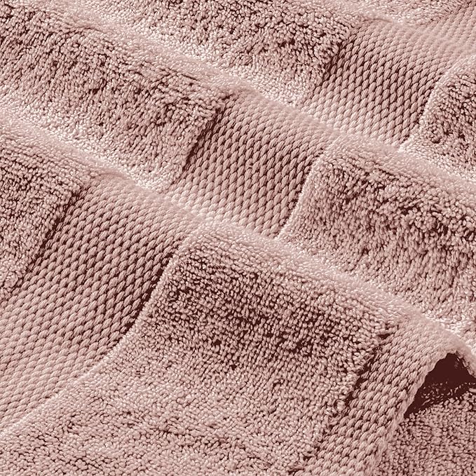 White Classic Wealuxe Pink Bath Towels 24x50 Inch, Cotton Towel Set