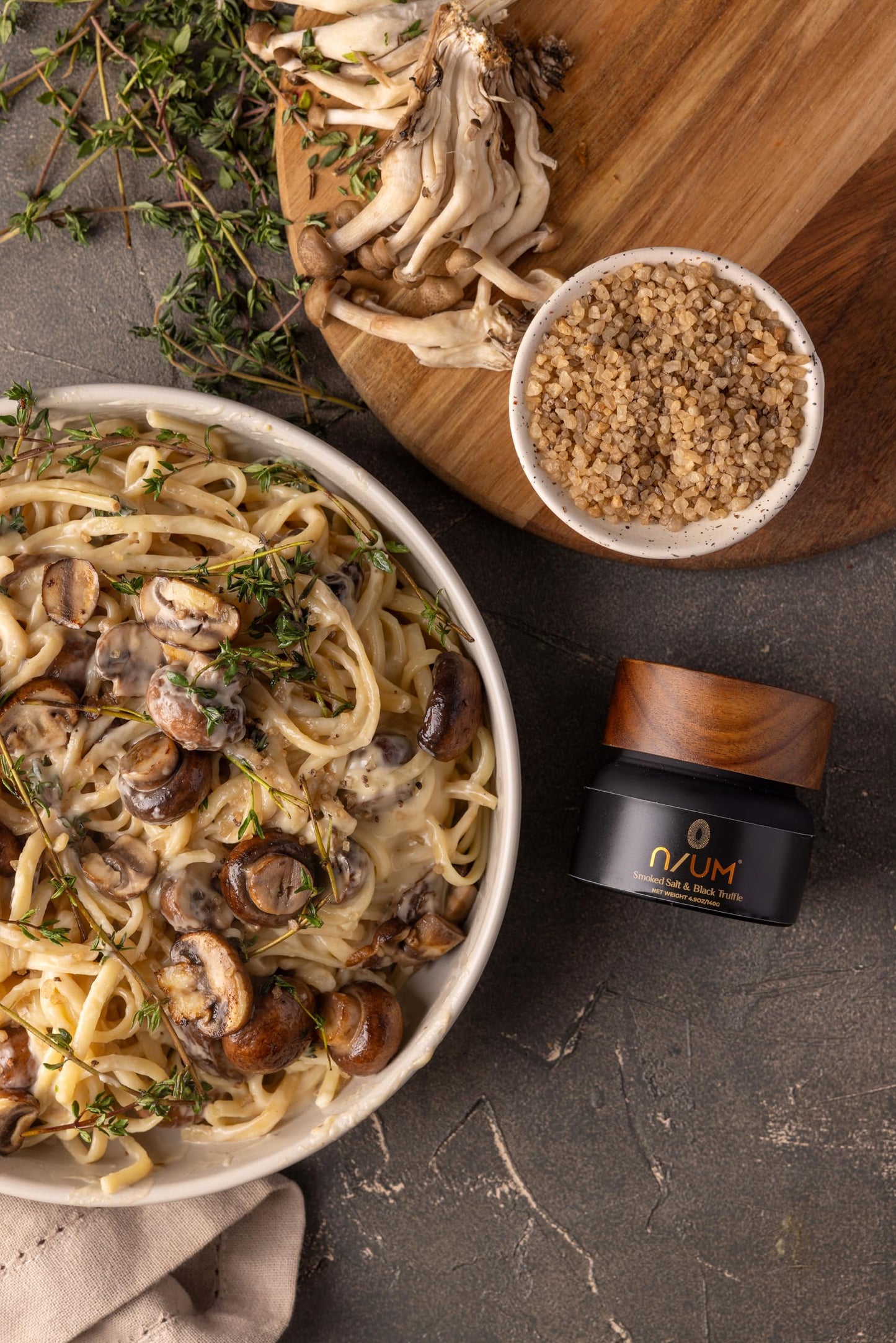N/UM - Smoked Salt & Black Truffle - Handcrafted with African Beechwood Smoked Kalahari Salt and Real Black Truffle. Perfect for Steaks, Pasta, Eggs & Vegetables | 4.9 oz