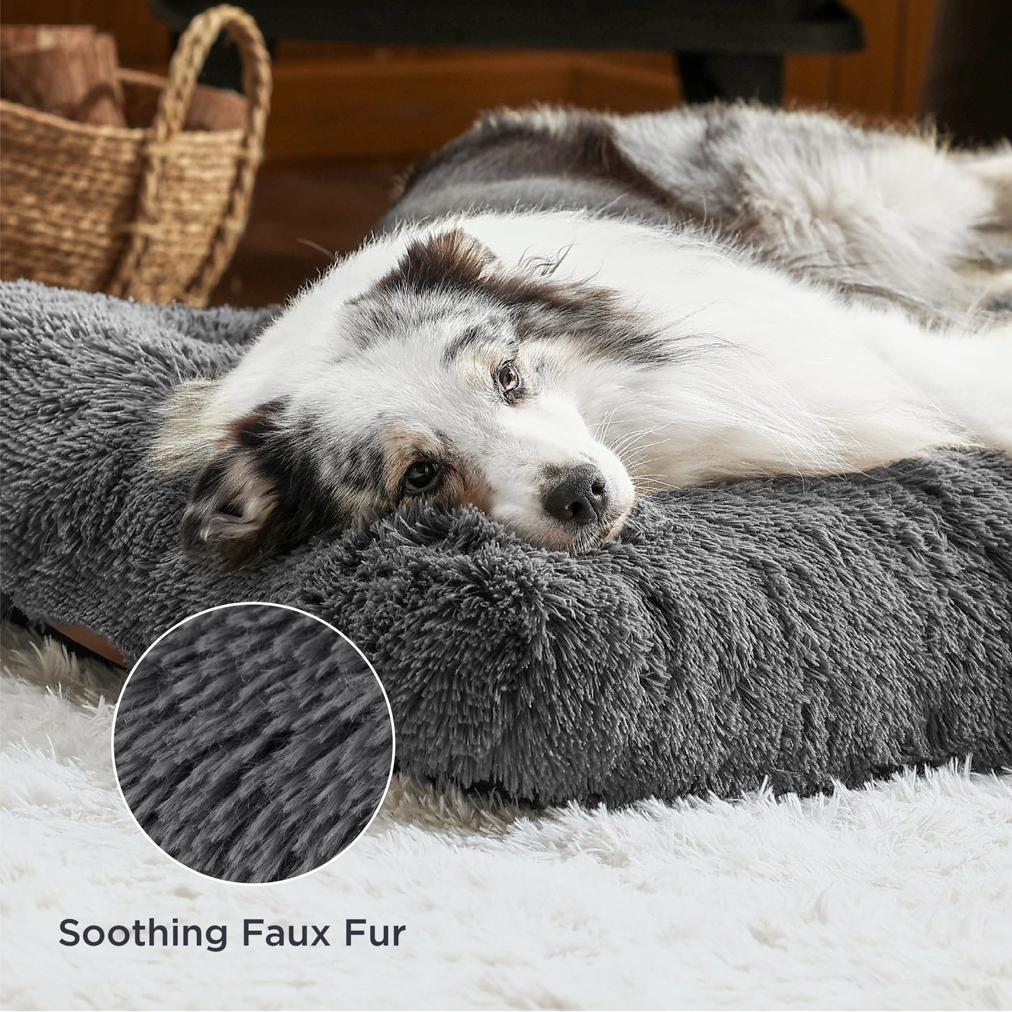 Bedsure Dog Crate Bed Extra Large - XL Fluffy Crate Mattress Washable with Anti Slip Bottom, Dog Anxiety Pillow Cushion for XLarge Pets, Dark Grey, 104x69cm