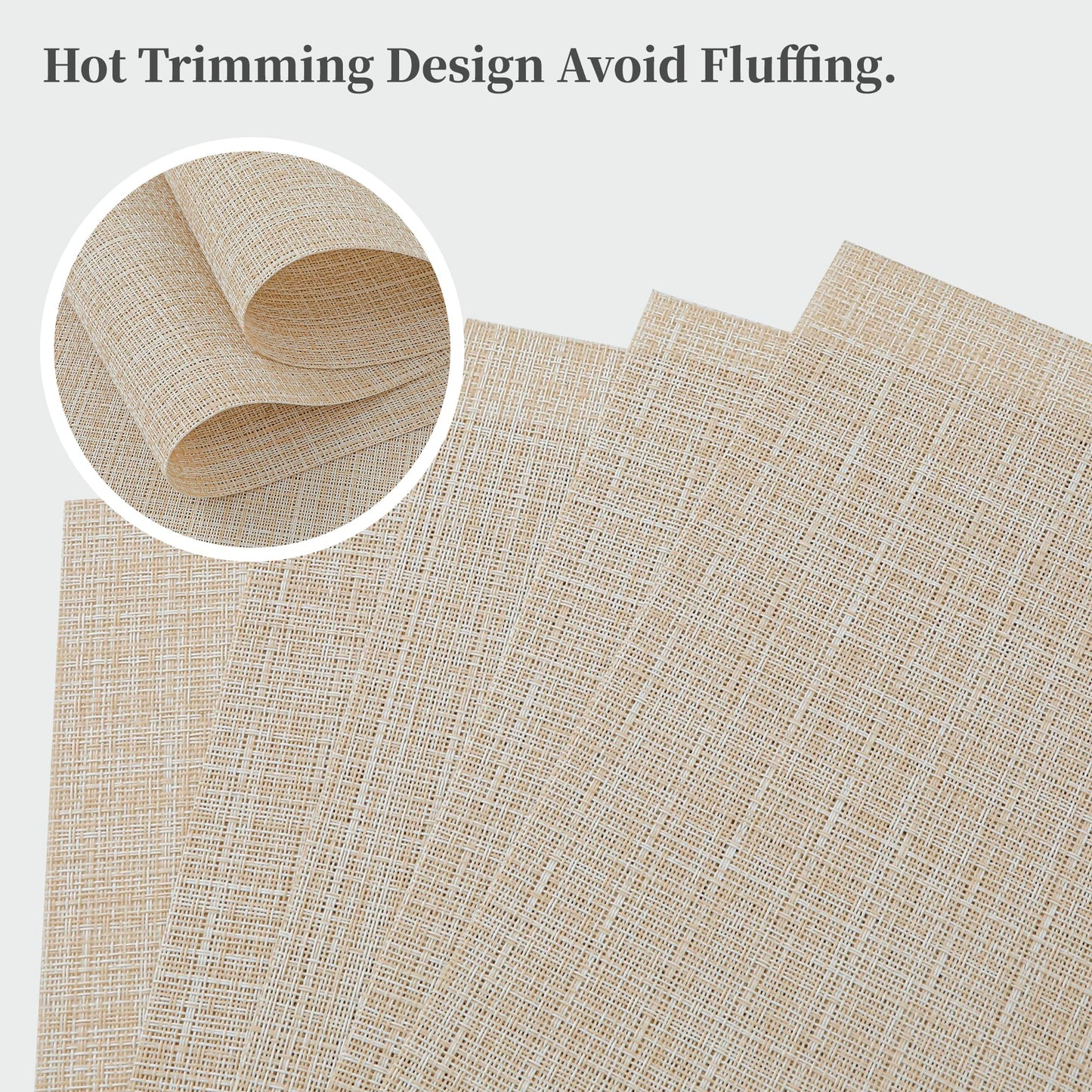 Leetaltree Beige Placemats Set of 4 - Heat Resistant Non-Slip Place mats for Dining Table, Washable Durable PVC Vinyl Woven Table Mats(Beige, 4)
