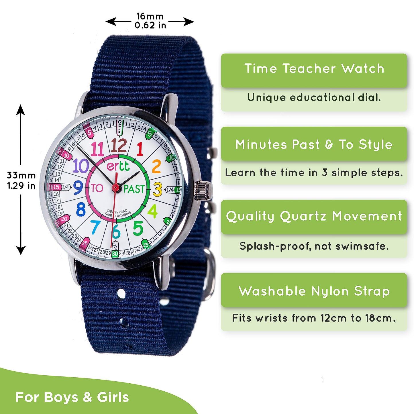 ertt EasyRead Kids Time Teacher Watch - Kids Gifts - Watches for Boys & Girls - Children's Watch Analogue - Kids Watches for Boys Ages 5-7 - Learn to Tell The Time - 3 Step Educational Watch