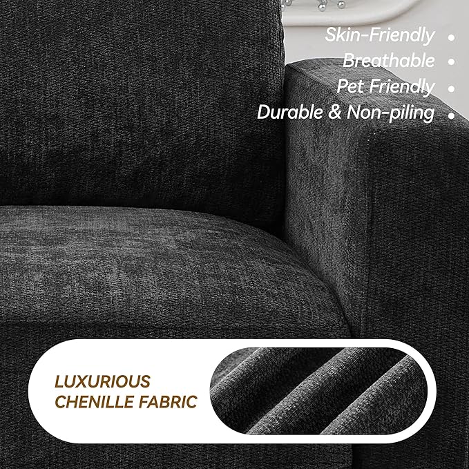 77.4" Chenille Modular Loveseat Oversized Upholstered 2 Seater Sectional Sofa