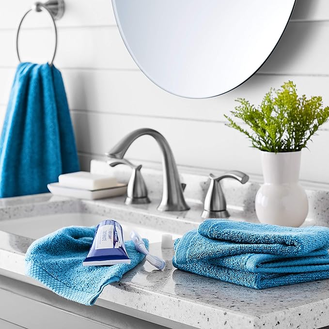 Amazon Basics Soft Cotton Washcloths, Lake Blue