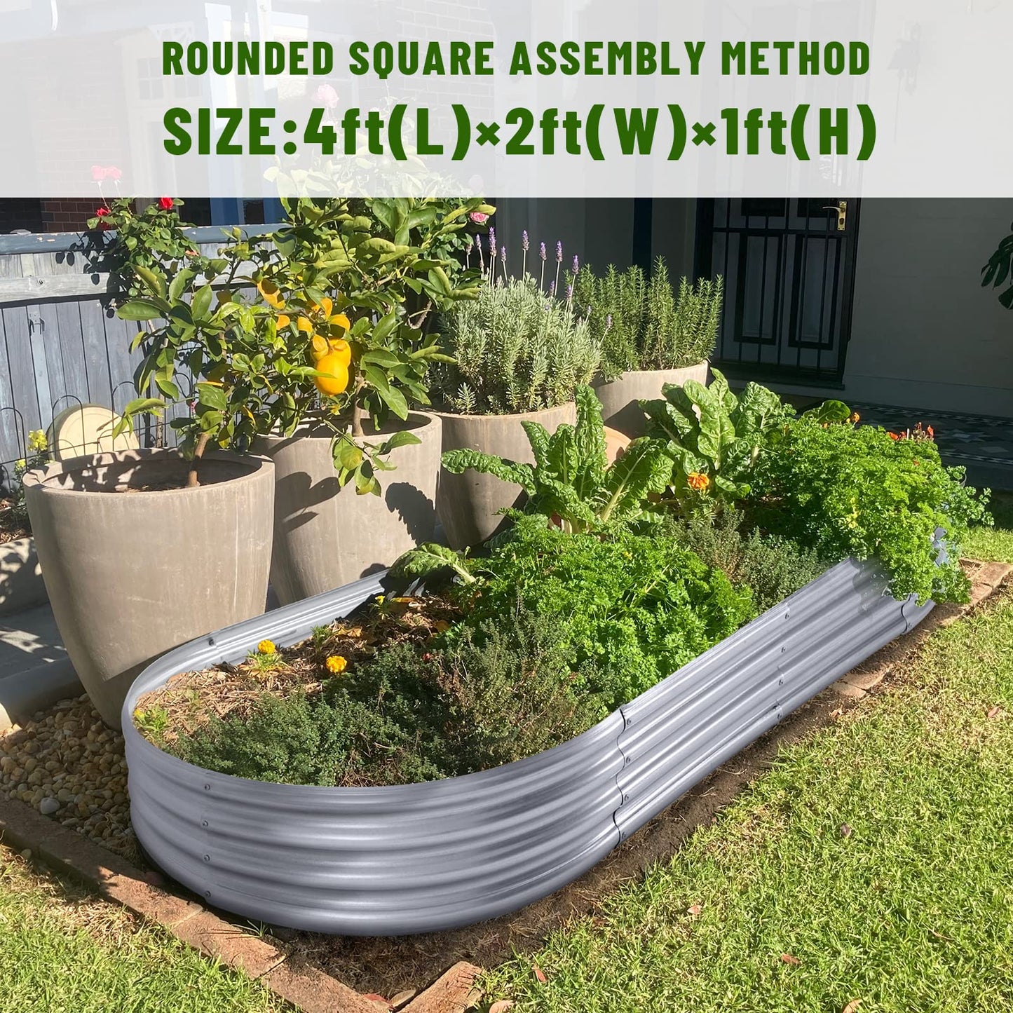 Land Guard 6ft Metal Raised Garden Bed,2 Pcs Galvanized Planter Raised Beds for Vegetables…………