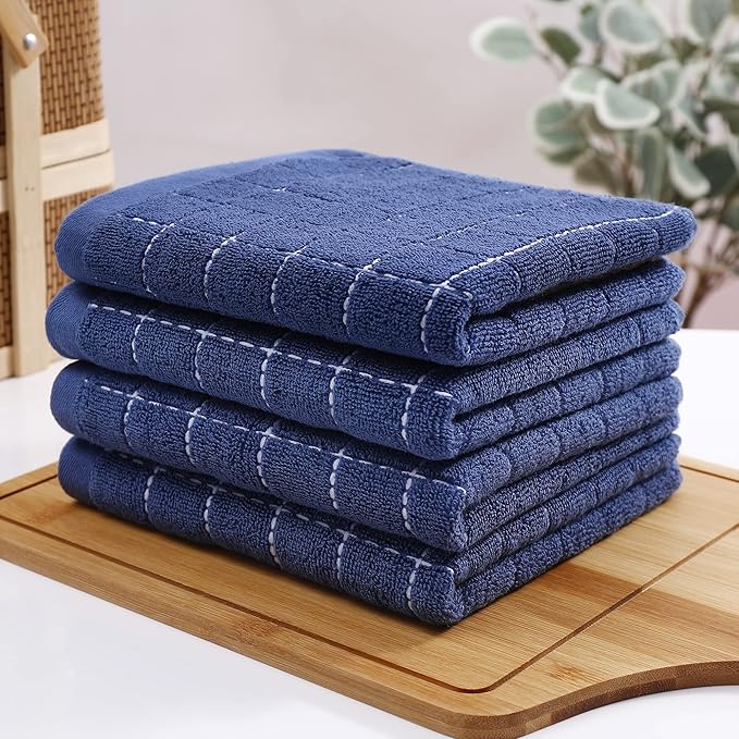Homaxy 100% Cotton Terry Kitchen Towels, Checkered Designed, Soft and Super
