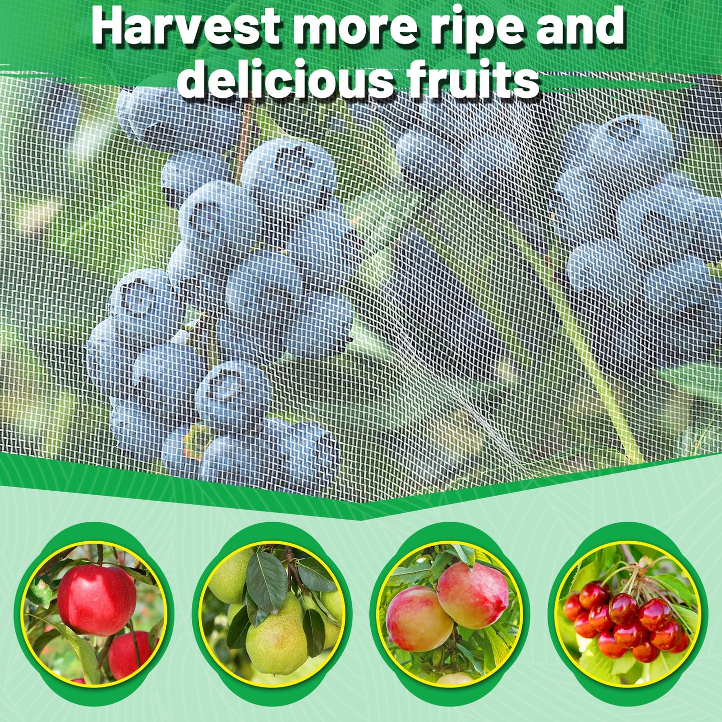Easy Installation Fruit Tree Netting with Zipper & Drawstring - 8.2x6.6ft Ultra Fine Mesh Garden Protection Screen to Protect Pear Peach Apple from Bird Insect Bug Cicada Deer Squirrel