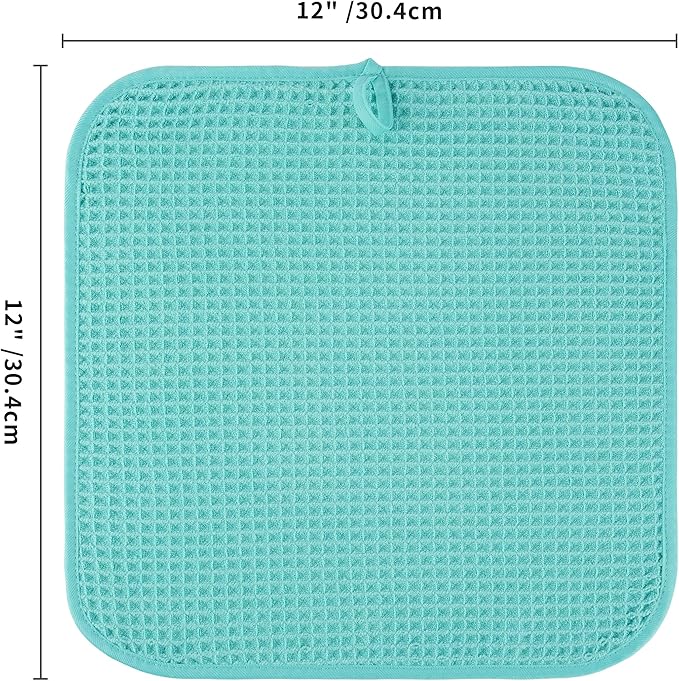 Microfiber Waffle Face Towels, 4 Pieces, Fast Drying, Lint Free 430 GSM