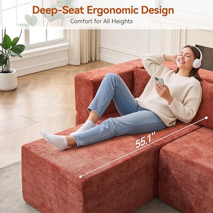 MONVANE Modular Sectional Sofa, Oversized 12 Seat Convertible U Shaped Couch