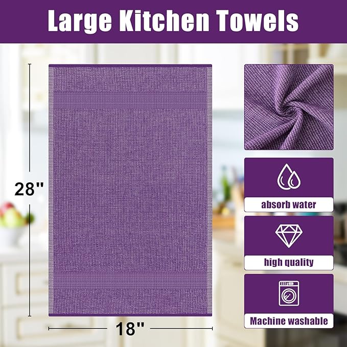 Homaxy Premium Kitchen Towels, Large Cotton Kitchen Hand Towels, Flat and Terry