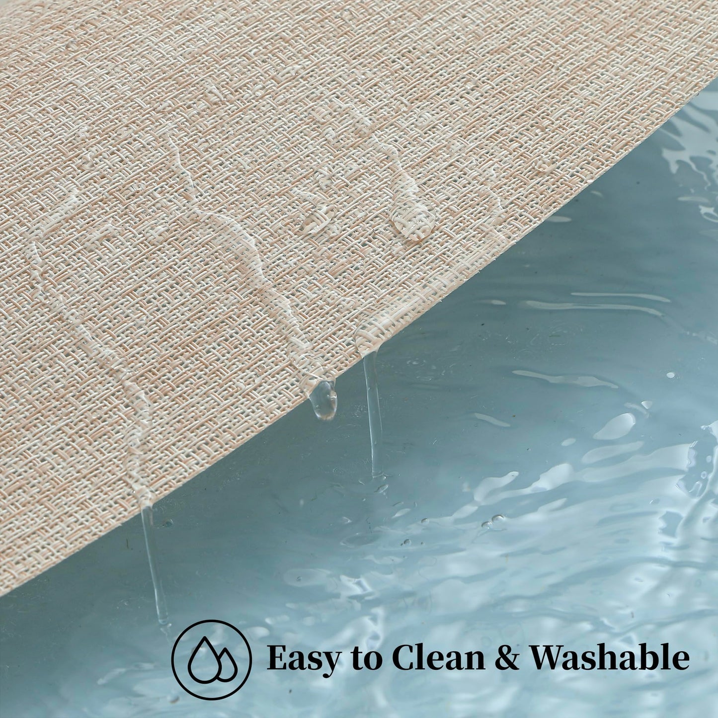 Leetaltree Beige Placemats Set of 4 - Heat Resistant Non-Slip Place mats for Dining Table, Washable Durable PVC Vinyl Woven Table Mats(Beige, 4)