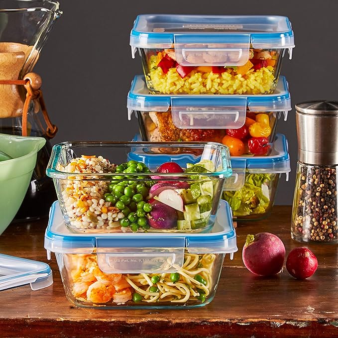 Snapware Total Solutions Glass Food Storage Containers Set, Airtight &