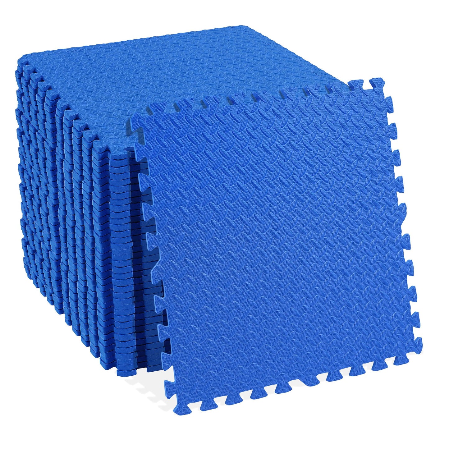 Signature Fitness Puzzle Exercise Mat with EVA Foam Interlocking Tiles, Blue, 1/2” Thick, 36 Tiles, 144 Sq Ft
