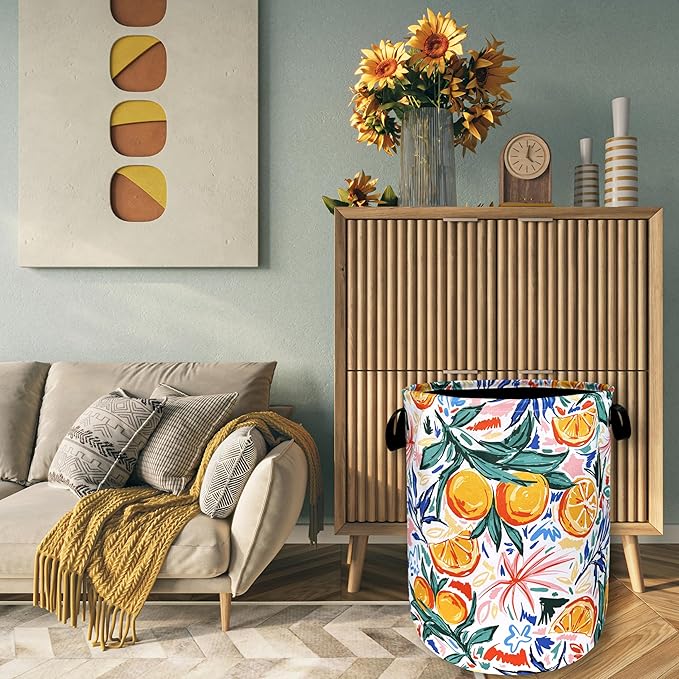 Tropical Fruit Orange Laundry Hamper Summer Colorful Laundry Basket