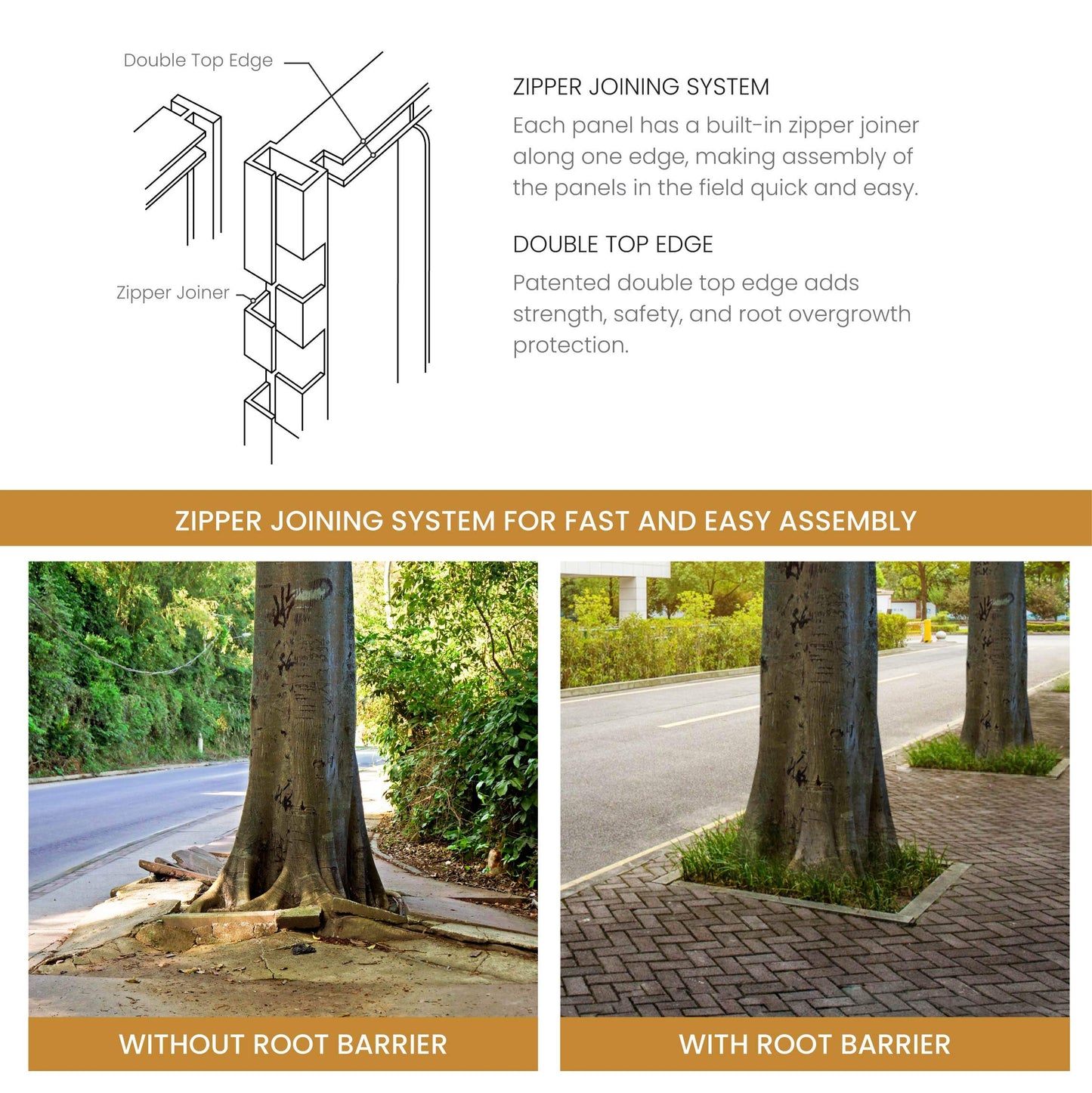 DeepRoot Tree Root Barrier, Tree Circle Weed Barrier, Root Shield for Sidewalks, Driveways, & Patios, 12" Depth, 24" Width, 40 Panels per Pack, 80 Linear Feet Total, Black