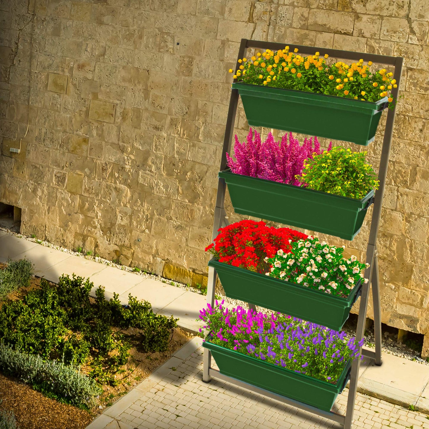 Outland Living 6-Ft Raised Garden Bed - Vertical Garden Freestanding Elevated Planter with 4 Container Boxes - Good for Patio or Balcony Indoor and Outdoor - Perfect to Grow Vegetables Herbs Flowers