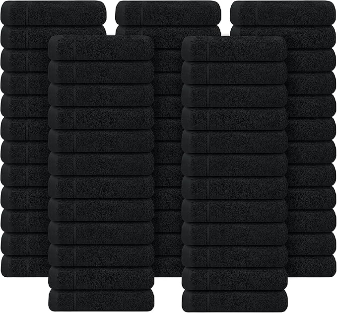 Tens Towels Pack of 60 Washcloths, 12 x 12 Inches, Lighter Weight, Quick to Dry