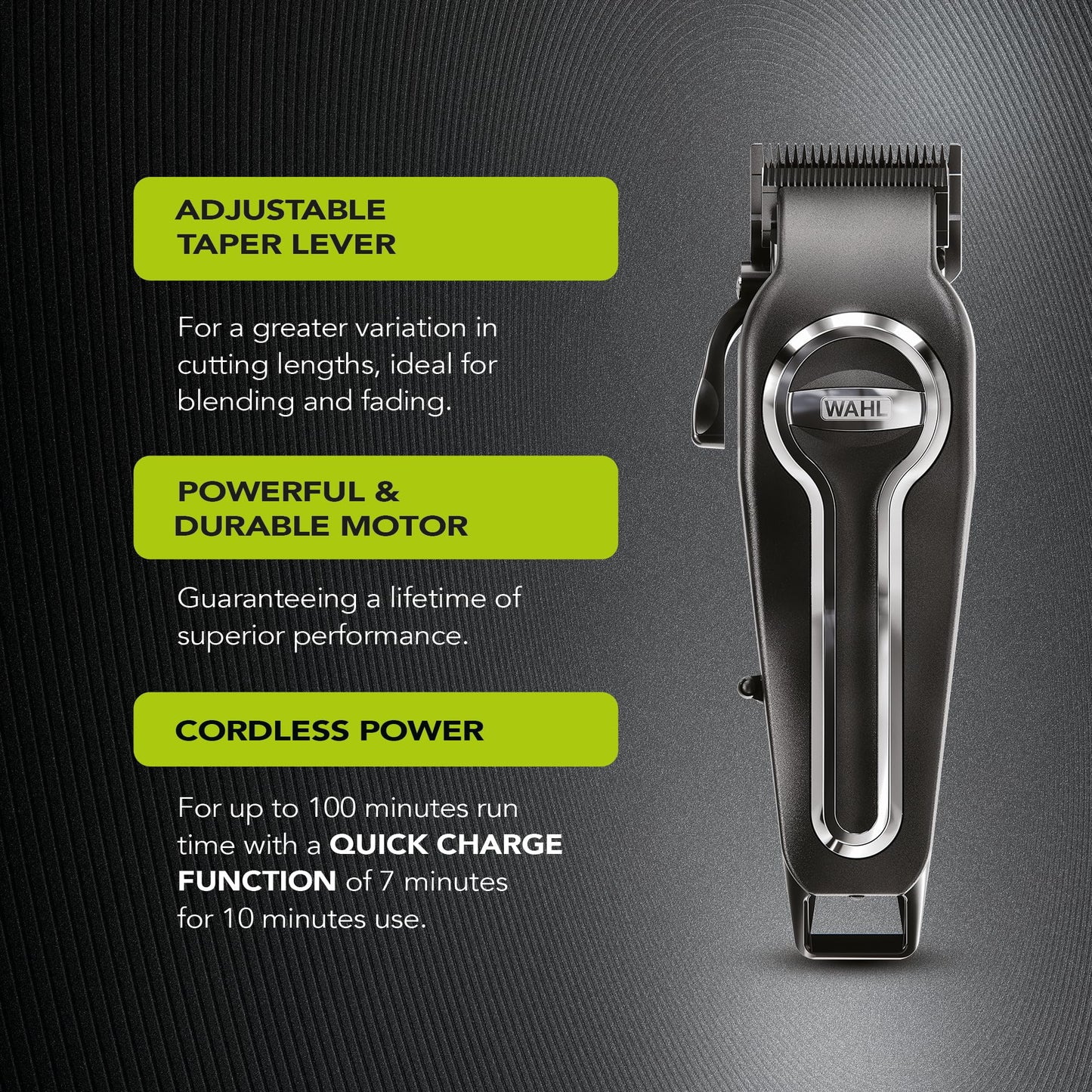 Wahl Elite Pro Cordless Hair Clipper, Men's Cordless Hair Clippers, Hair Clippers for Men, DIY Haircuts, Home Hair Cutting, Men’s Head Shaver, Buzz Cut, Fading, Secure Fit Premium Cutting Combs, Black