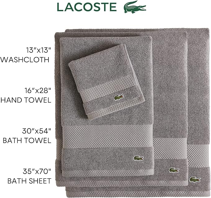Lacoste Heritage 100% Supima Cotton Wash Cloth, Premium Super Soft Bath Towel