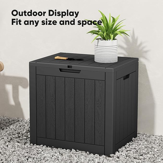 NEWBULIG 31 Gallon Deck Box, Weatherproof Resin Lockable Outdoor Storage for Secure Package Deliveries and Indoor Storage in Garden or Patio, Backyard