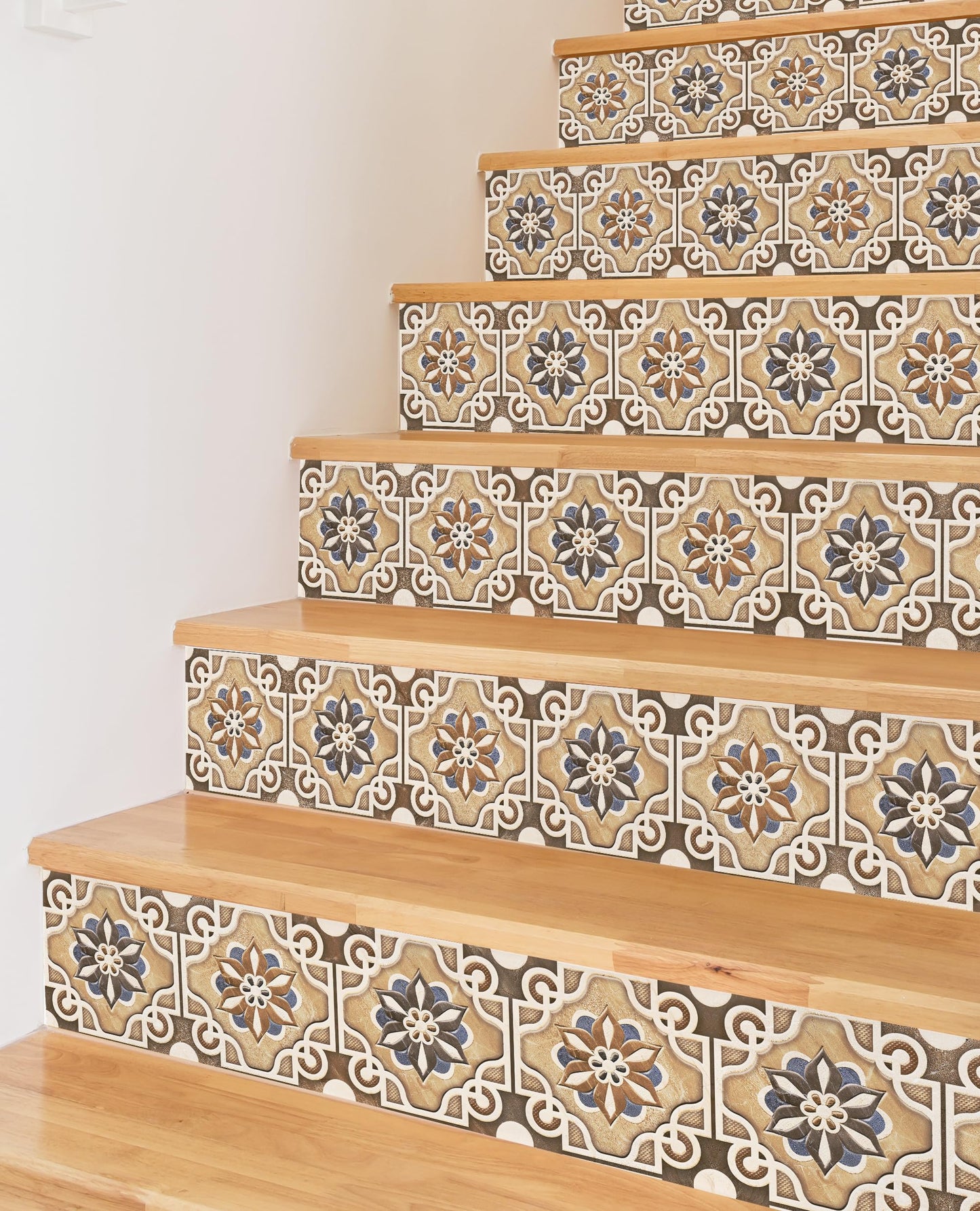 AMAZING WALL Talavera Spanish Bohemian Tiles Style Stairs Self Adhesive Decoration Wall Sticker Set