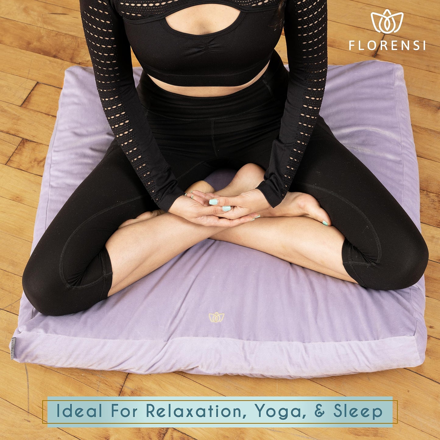 Florensi Meditation Mat Zabuton, Velvet Floor Cushions for Sitting, Meditation Cushions and Pillows with 100% Cotton Insert, Yoga Cushion for Women and Men, Pairs Perfectly with Yoga Bench