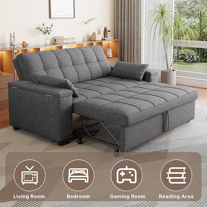 Gizoon 3 in 1 Convertible Sofa Bed, 63.6'' Pull Out Couch
