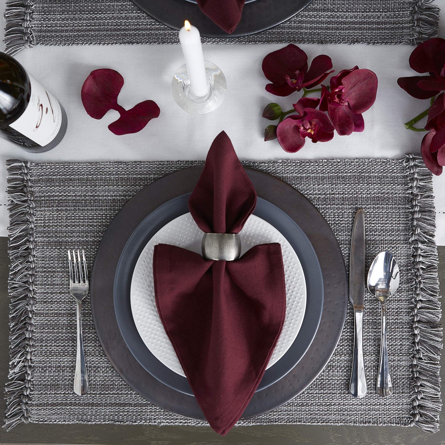 DII Variegated Tabletop Collection, Placemat Set3x19, Gray, 6 Piece