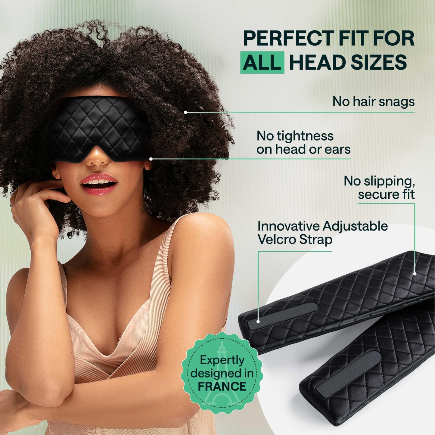 100% Mulberry Silk Sleep Mask for Women & Men - Black Blindfold Eye Cover with Adjustable Straps for Night Time Wrap - Sleep Headband for Washing Face - Blackout Eye Mask - Silk Hair Headband