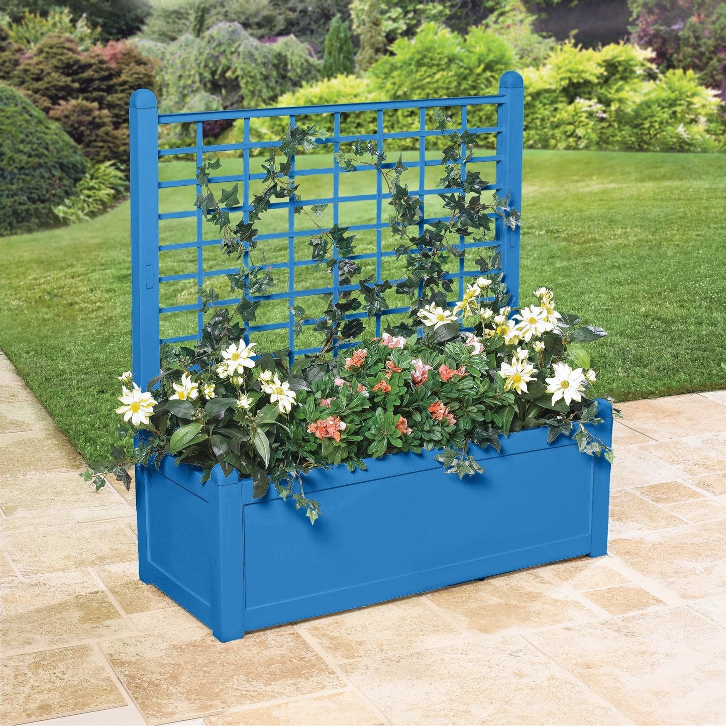 BrylaneHome Outdoor Freestanding Climbing Flower Plant Box with Trellis Planter Patio Deck Yard - Bronze