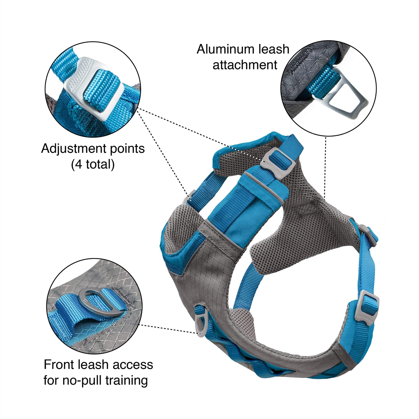 Kurgo Journey Air Dog Harness, Vest Harnesses for Dogs, Pet Hiking Harness for Running & Walking, Reflective, Padded, Includes Control Handle, No Pull Front Clip (Coral, Medium)