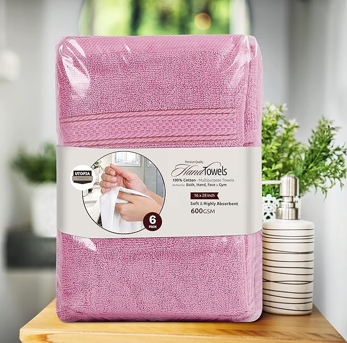 Utopia Towels 6 Pack Premium Hand Towels Set, 16 by 28 inches, 100% Ring Spun