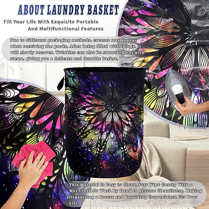 Personalize Mandala Laundry Basket Oxford Cloth Foldable Galaxy Laundry Hamper
