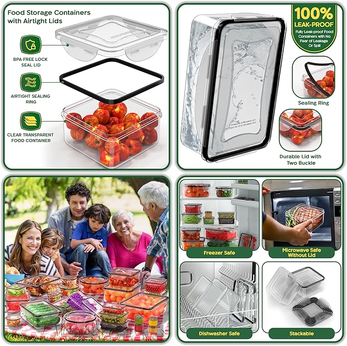 RockBerry 50 Pcs Large Food Storage Containers