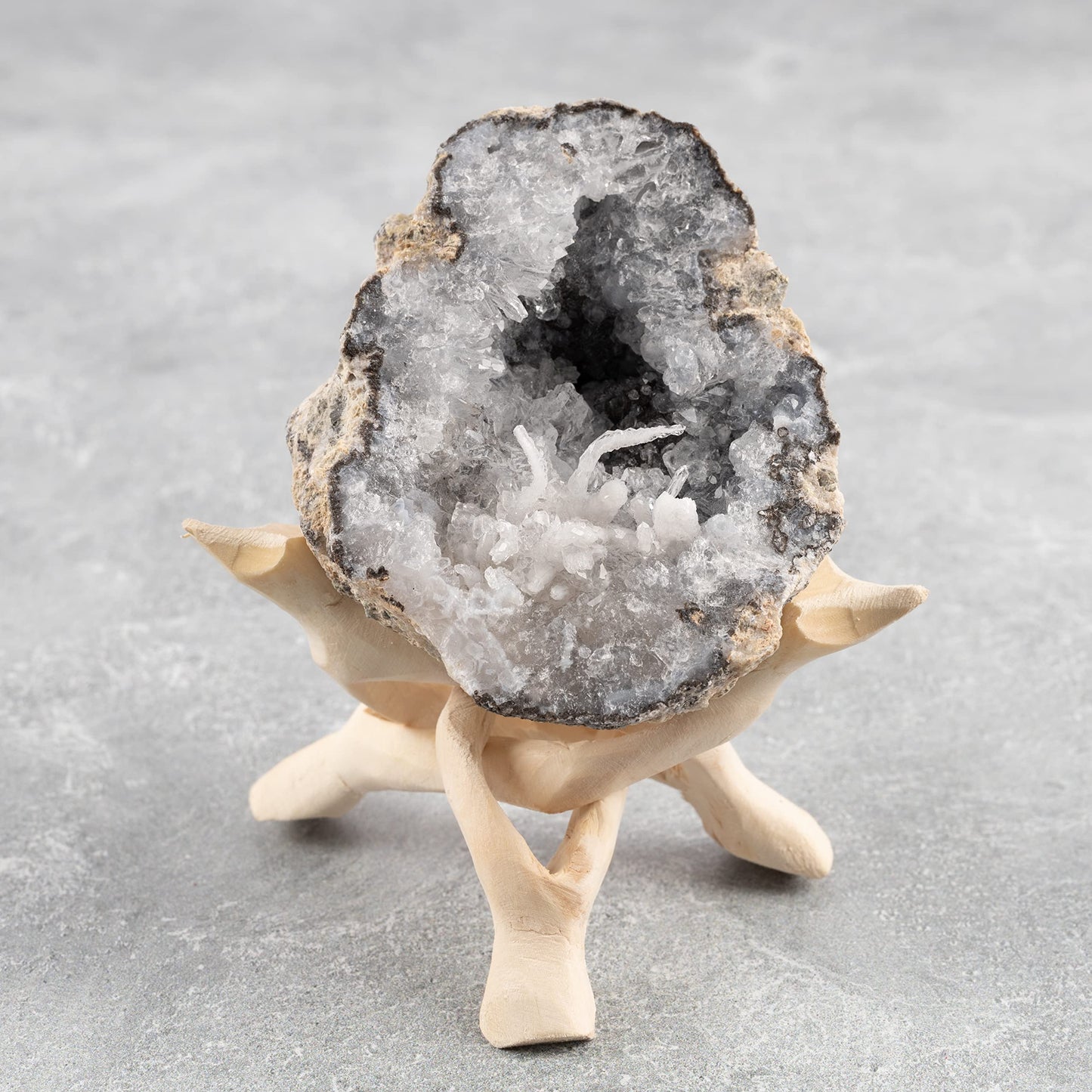 Wish Well 2 Piece Wooden Tripod Stand - 4" & 6" Hand-Carved Room Decor Holder ~ Ideal for Abalone Shell, Decorative Bowl, Crystal Ball, Sphere, Geode ~ Wood Display Stand & Perfect Crystal Holder