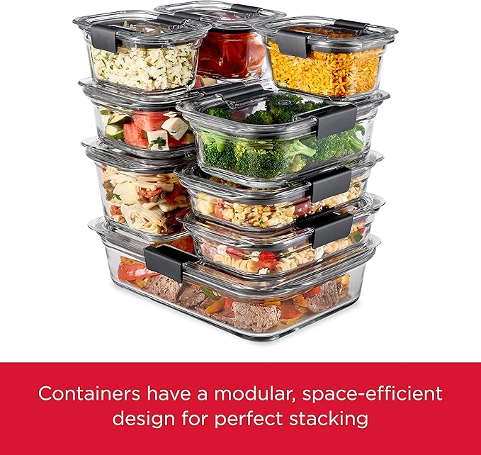 Rubbermaid Brilliance Glass Food Storage Containers, 8 Cup, Leak-Proof