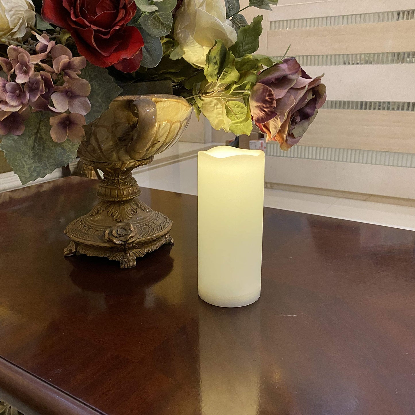 Waterproof Outdoor Flameless Pillar Candles with Timer Battery Operated Electric LED Candle Set for Gift Home Décor Party Wedding Supplies Garden Halloween Christmas Decoration, 2 Pack, 3” x 7”