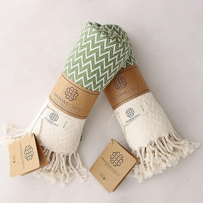 Madamelique Exclusive Hand Towels Set of 2-18 x 40 Inches