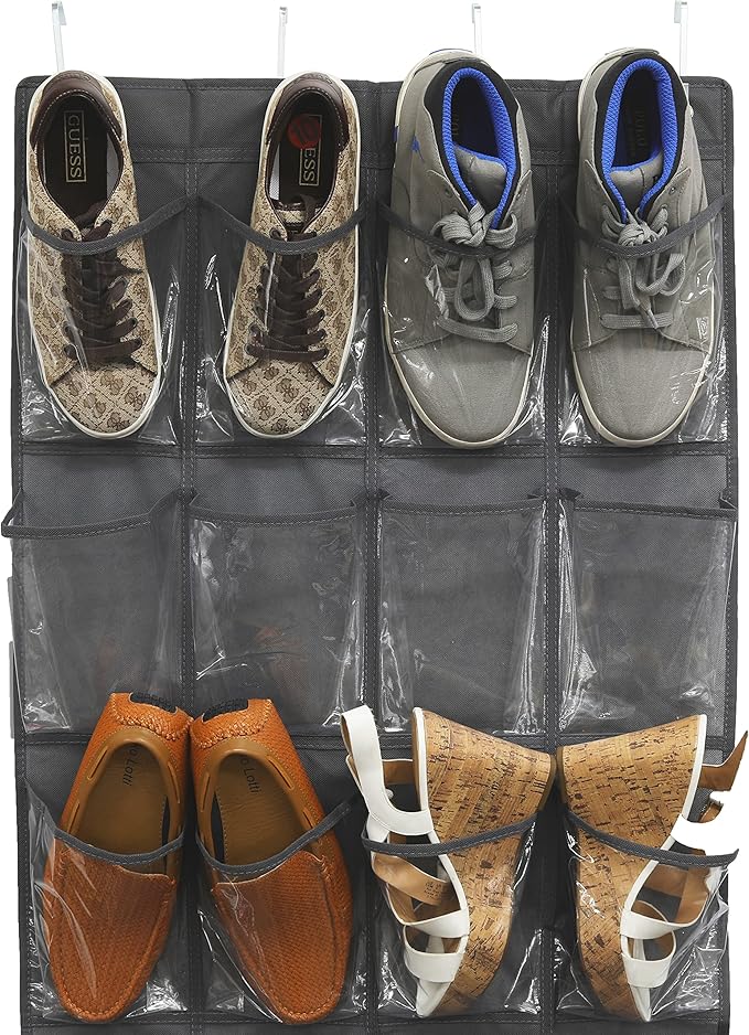 Simple Houseware 24 Pockets Large Clear Pockets Over The Door Hanging Shoe